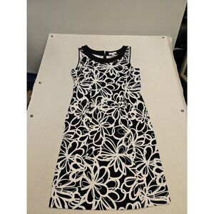 Christopher‎ & Banks Sleeveless Sheath Dress Black Floral Print Women's Size 14